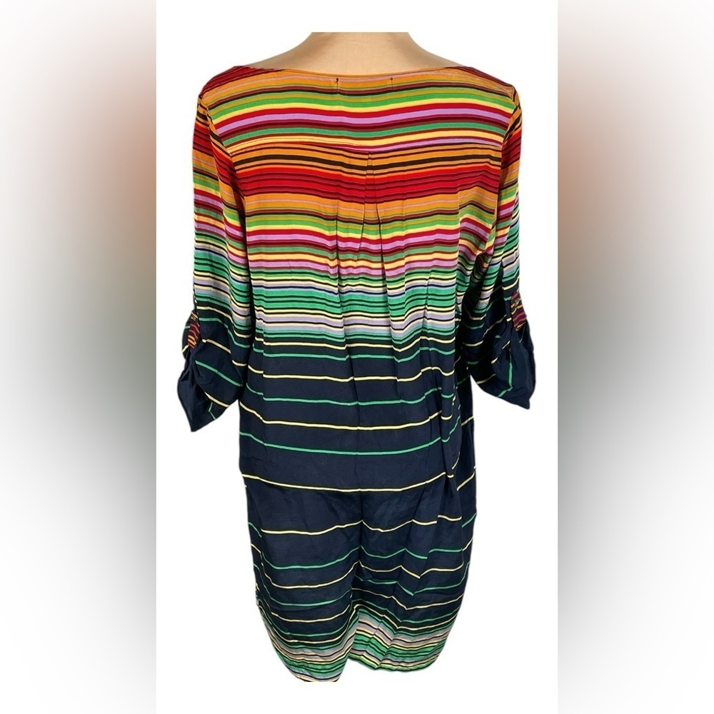 Amanda Uprichard 100% Silk Bright Stripes Tunic Blouse Top - Medium - Picture 2 of 7